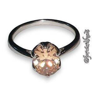 Bundle Sale 3 for $15 | Peach Glass | Silver Tone Ring | Size 5 - 5.25